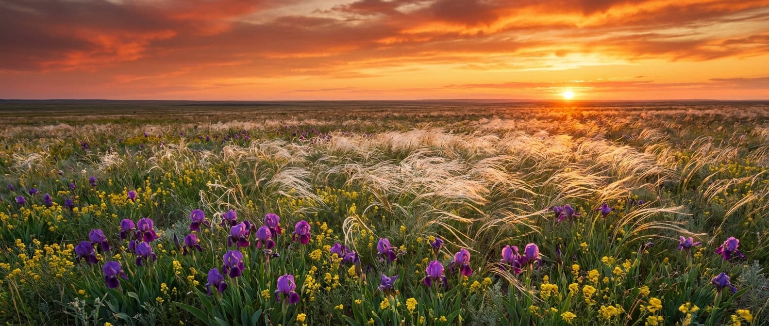 Цветущая степь Калмыкии