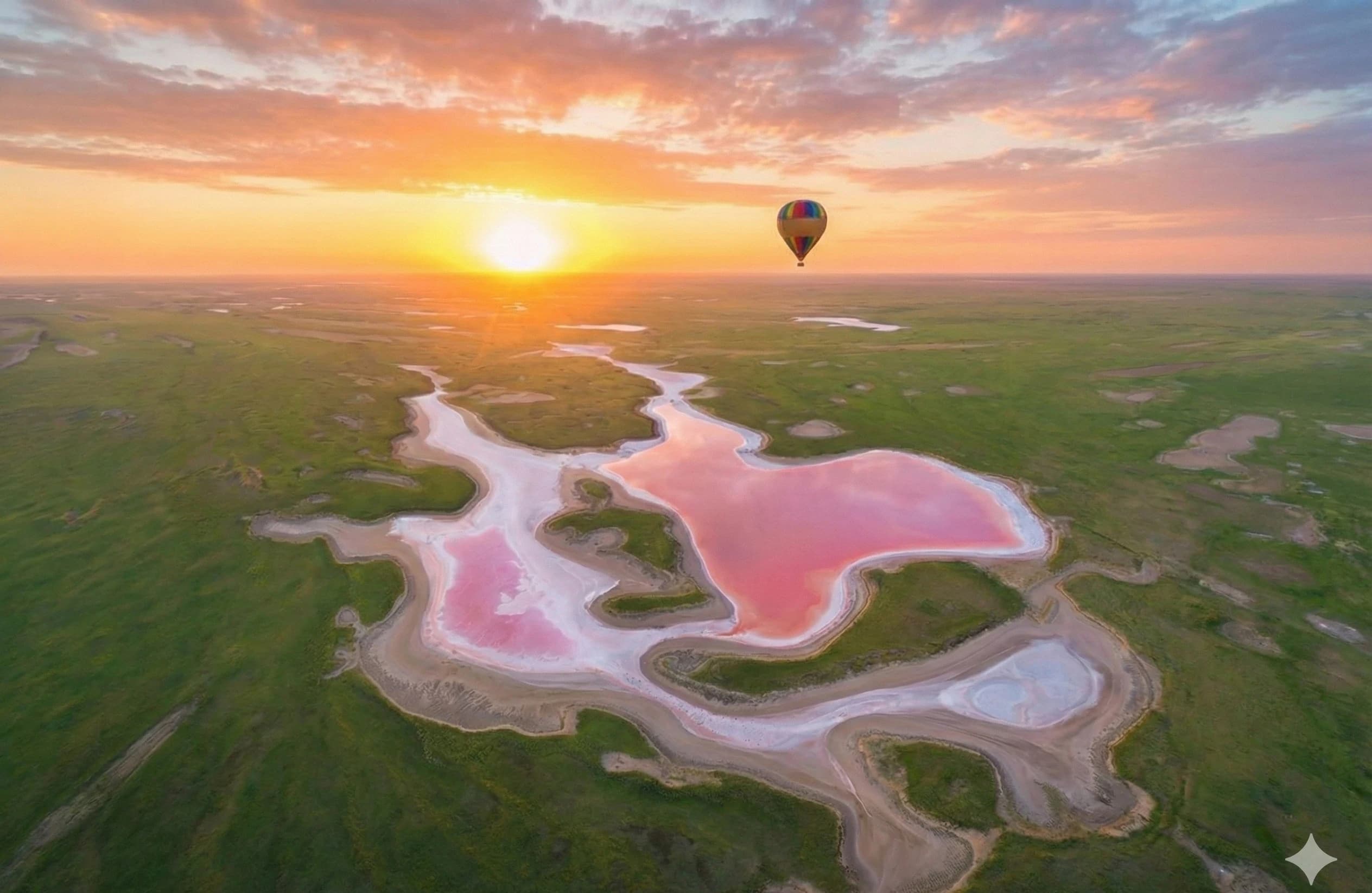 Найти розовое озеро посреди степи